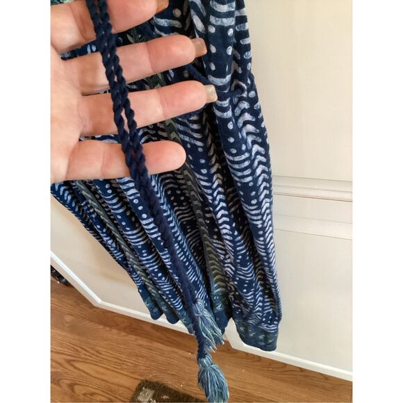 Lucky Brand Boho Midi Dress Sz 2X Indigo Embroidered Flowy - Picture 4 of 9